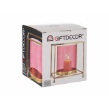 Lyseholder Gift Decor SW120662A SW120662A Pink Gylden Metal Glas 14 x 15,5 x 14 cm Firkantet #3