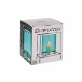 Lyseholder Gift Decor SW120662B SW120662B Bl Slvfarvet Slv Metal Glas 14 x 15,5 x 14 cm Firkantet #3