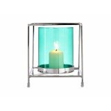 Lyseholder Gift Decor SW120662B SW120662B Bl Slvfarvet Slv Metal Glas 14 x 15,5 x 14 cm Firkantet #2