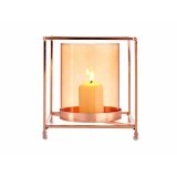 Lyseholder Gift Decor SW120662C SW120662C Kobber Rav Gylden Metal Glas 14 x 15,5 x 14 cm Firkantet #3