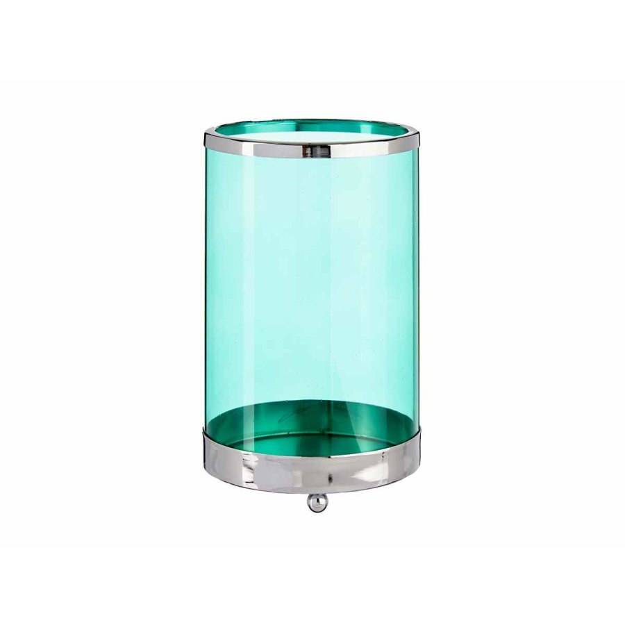 Lyseholder Gift Decor SW120613B SW120613B Bl Slvfarvet Slv Metal Glas 12,2 x 19,5 x 12,2 cm Cylinder #1