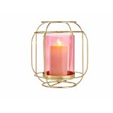 Lyseholder Gift Decor SW120663A SW120663A Pink Gylden Metal Glas 19 x 20 x 19 cm Laantarn #2