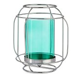 Lyseholder Gift Decor SW120663B SW120663B Bl Slvfarvet Slv Metal Glas 19 x 20 x 19 cm Laantarn #1