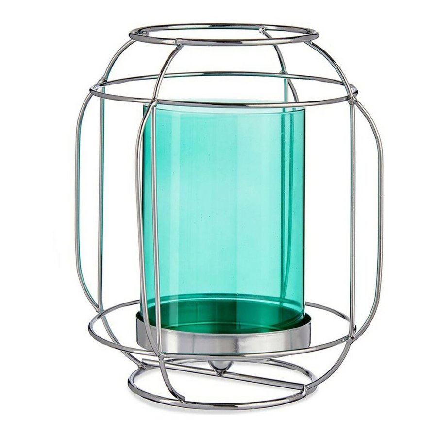 Lyseholder Gift Decor SW120663B SW120663B Bl Slvfarvet Slv Metal Glas 19 x 20 x 19 cm Laantarn #1