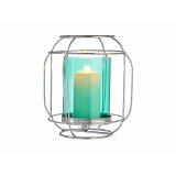 Lyseholder Gift Decor SW120663B SW120663B Bl Slvfarvet Slv Metal Glas 19 x 20 x 19 cm Laantarn #2