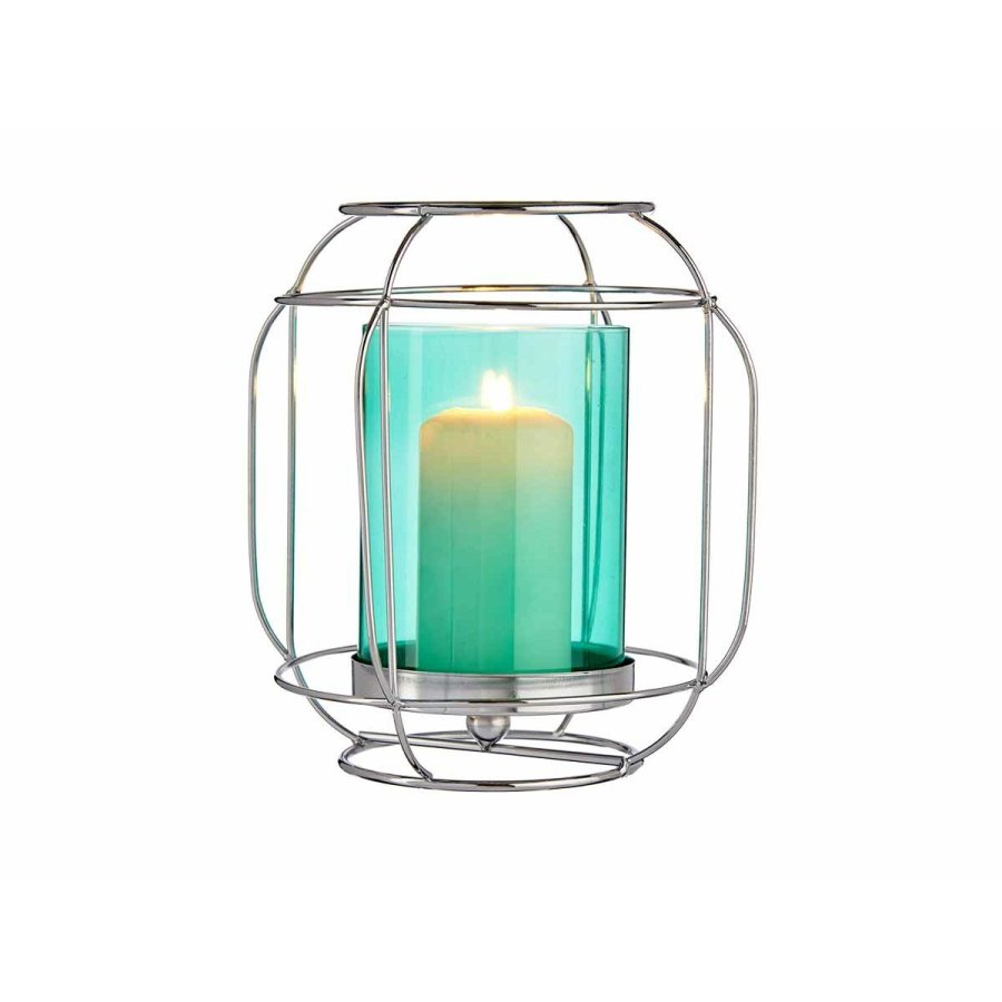 Lyseholder Gift Decor SW120663B SW120663B Bl Slvfarvet Slv Metal Glas 19 x 20 x 19 cm Laantarn #2