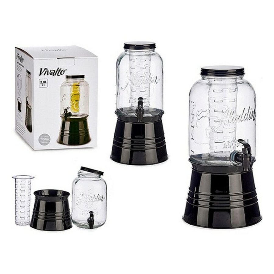 Gennemsigtig Glaskande Vivalto DW6004S-1 Sort Gennemsigtig Metal Krystal Plastik 3,8 L Kler #1