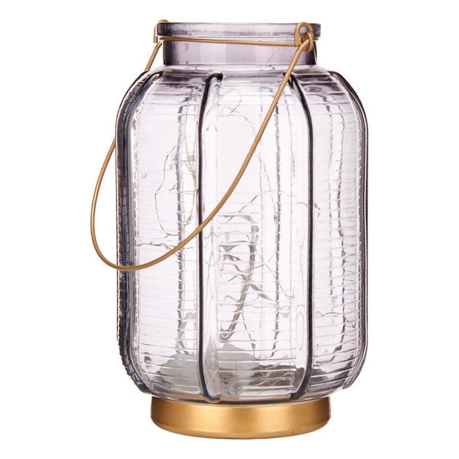 LED-lanterne Gift Decor L1422MSH-S L1422MSH-S Gr Gylden Glas Striber 14 x 22 x 14 cm 13,5 x 22 x 13,5 cm #1