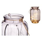 LED-lanterne Gift Decor L1422MSH-S L1422MSH-S Gr Gylden Glas Striber 14 x 22 x 14 cm 13,5 x 22 x 13,5 cm #2