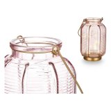 LED-lanterne Gift Decor L1422MSH-C L1422MSH-C Pink Gylden Glas Striber 13,5 x 22 x 13,5 cm #2