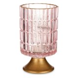 LED-lanterne Gift Decor L1118BMMS-C L1118BMMS-C Pink Gylden Glas Striber 10,7 x 18 x 10,7 cm #1