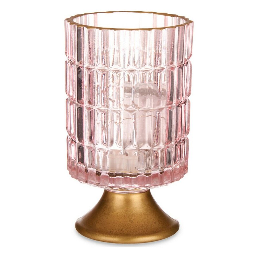 LED-lanterne Gift Decor L1118BMMS-C L1118BMMS-C Pink Gylden Glas Striber 10,7 x 18 x 10,7 cm #1