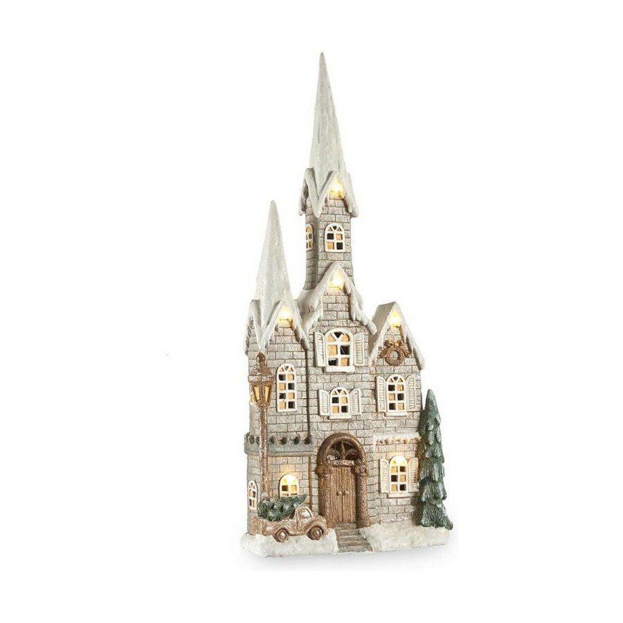 Dekorativ figur Hus Jul LED Lys Musik Gr Hvid Brun Grn Magnesium 20 x 125 x 55 cm #1
