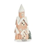 Dekorativ figur Hus Jul LED Lys Musik Pink Hvid Grn Beige Magnesium 25 x 52 x 15 cm #1
