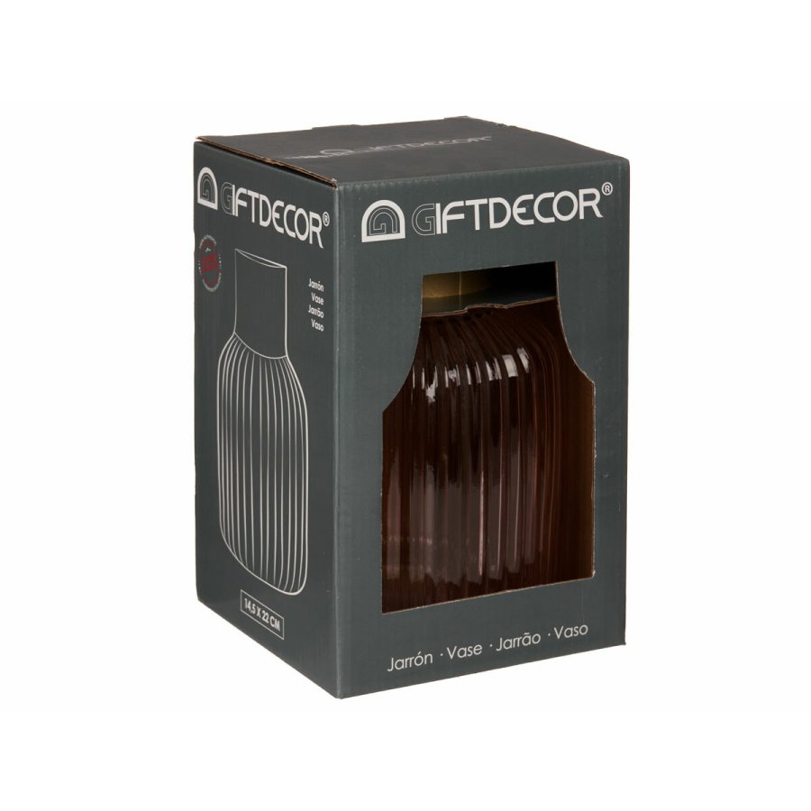 Vase Gift Decor V1522IP-C V1522IP-C Pink Gylden Glas Striber 14,5 x 22 x 14,5 cm #2