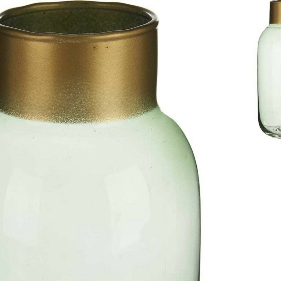 Vase Gift Decor V1224IP-G V1224IP-G Grn Gylden Glas Glat 11,5 x 24 x 11,5 cm #2