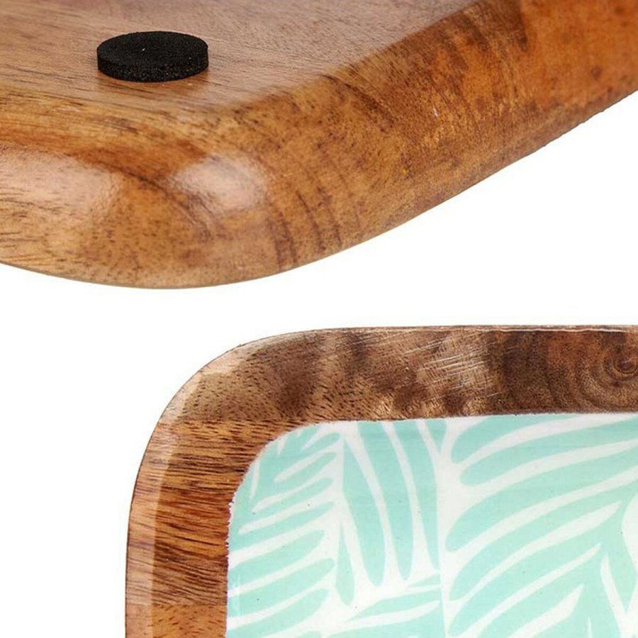 Borddekoration Gift Decor Hvid Brun Grn Harpiks Mangotr 38 x 15 cm Blad af en plante #3