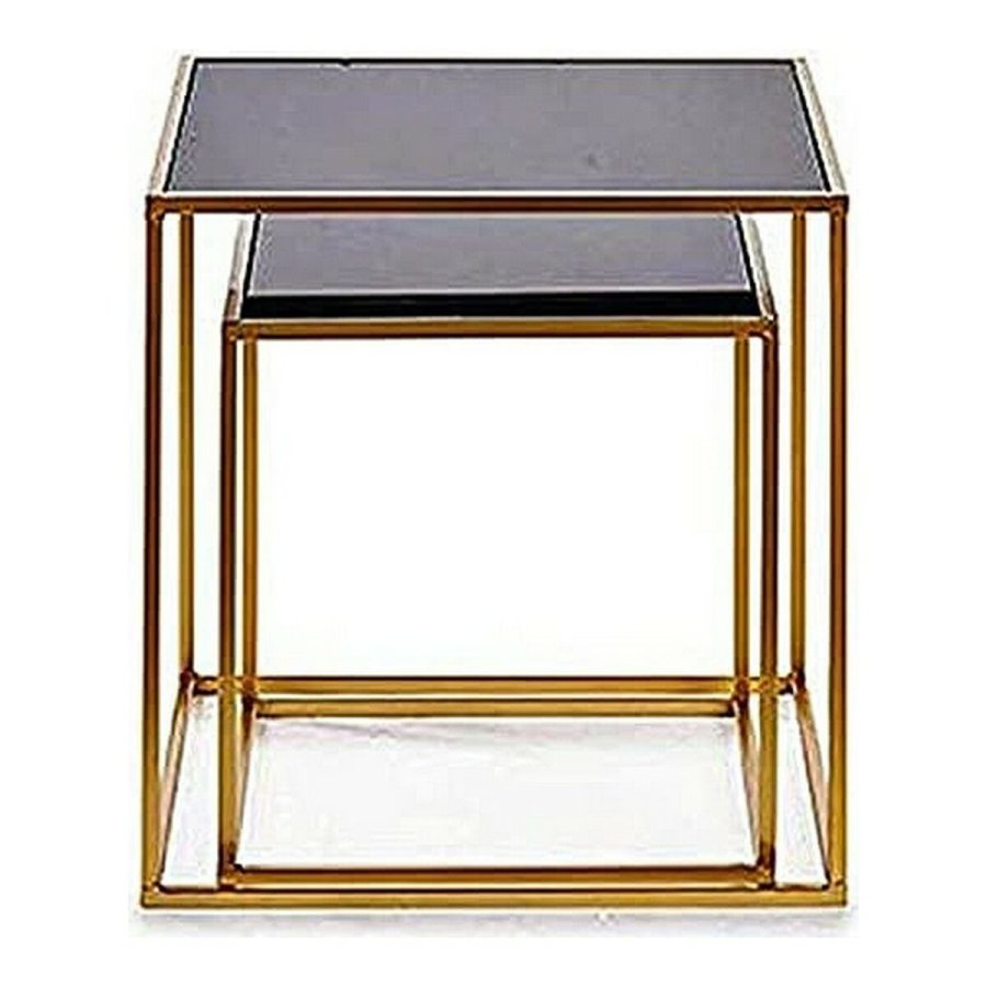 St med 2 borde Sort Gylden 50 x 50 x 50 cm #1