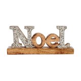 Dekorativ figur Noel Skinne 6,5 x 10 x 25 cm Slvfarvet Tr #1