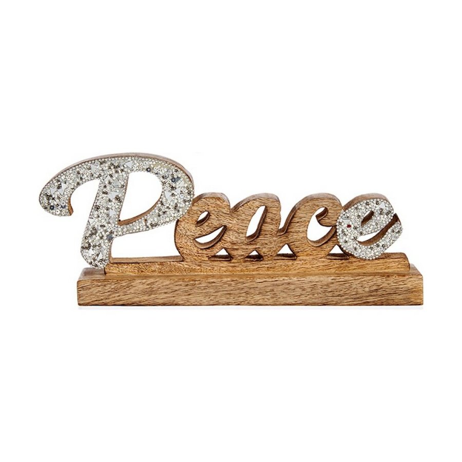 Dekorativ figur Peace Skinne 6 x 13 x 31 cm Slvfarvet Tr #1