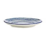 Flad Plade Striber Bl Hvid Porceln 24 x 2,8 x 24 cm #1