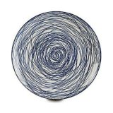 Flad Plade Striber Bl Hvid Porceln 24 x 2,8 x 24 cm #3