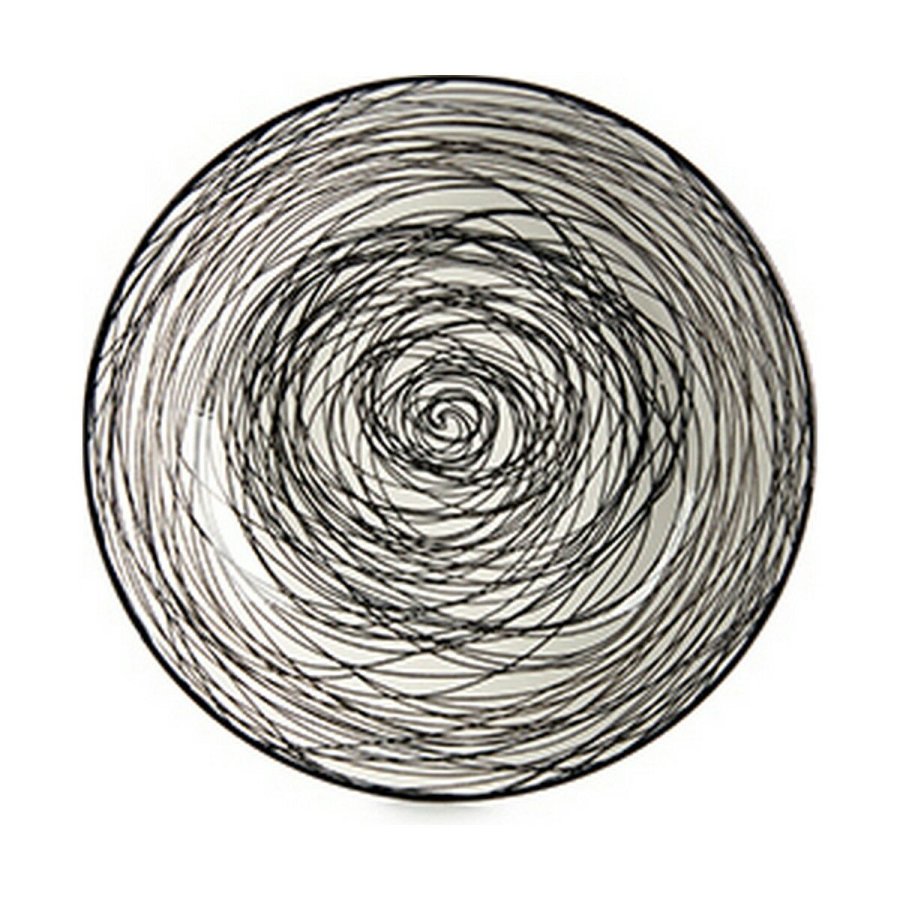 Dyb tallerken Striber Porceln Sort Hvid 20 x 4,7 x 20 cm #1