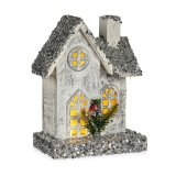 Dekorativ figur Hus Jul LED Lys Skinne Hvid Gr Tr 19,5 x 25 x 9 cm #1