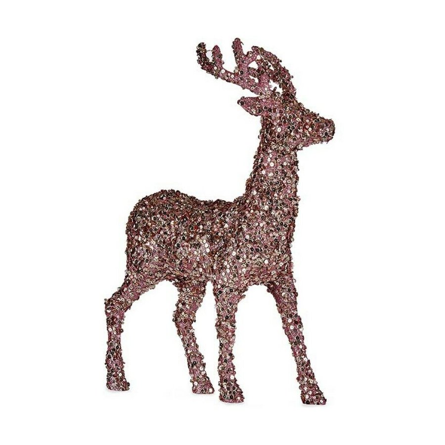 Indretning Medium Rensdyr 15 x 45 x 30 cm Pink Gylden Plastik #1
