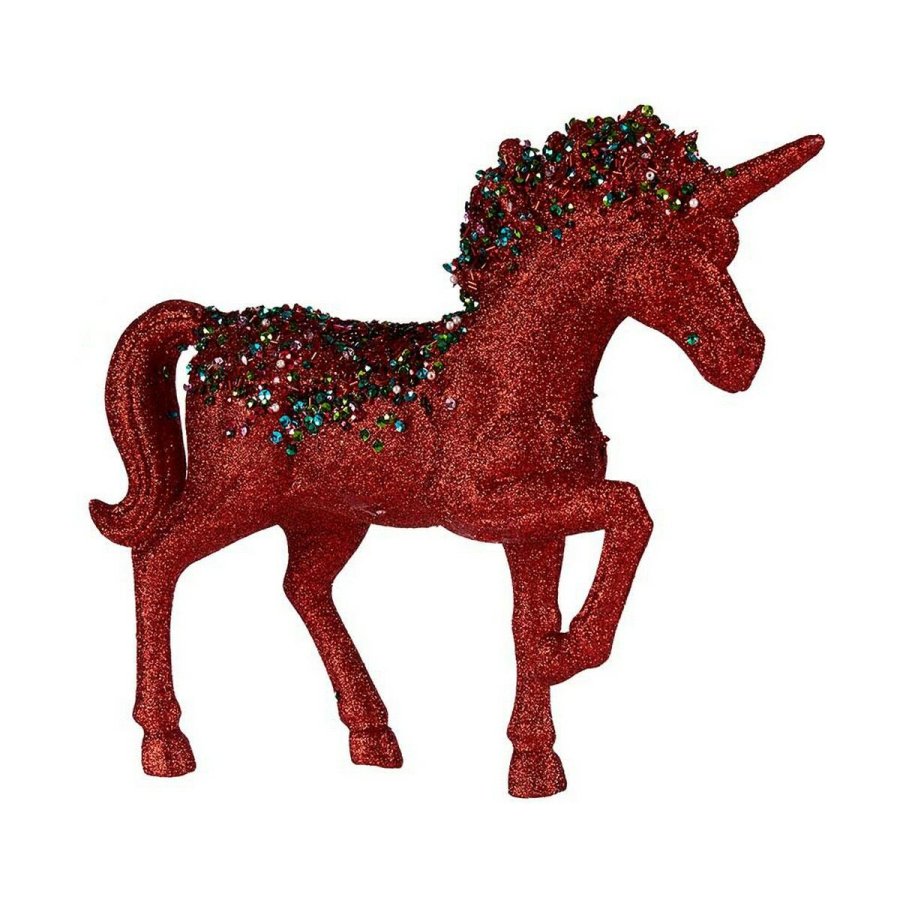 Dekorativ figur Enhjrning 9,5 x 31 x 40 cm Rd Bl Plastik #1