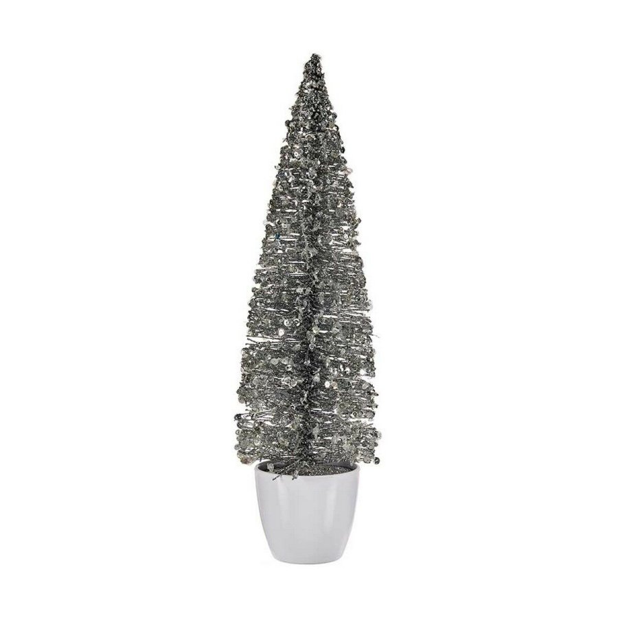 Juletr Stor 10 x 38 x 10 cm Slvfarvet Hvid Plastik #1