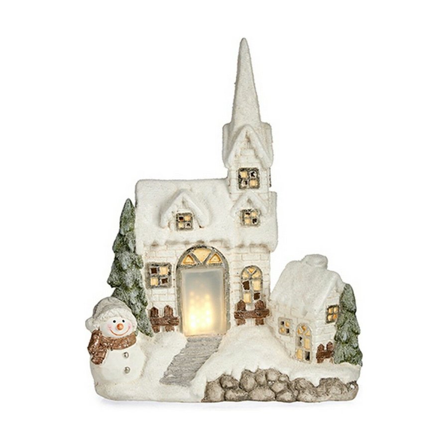 Dekorativ figur Jul LED Lys Hus 18 x 54 x 42 cm Hvid Polyesterharpisk #1