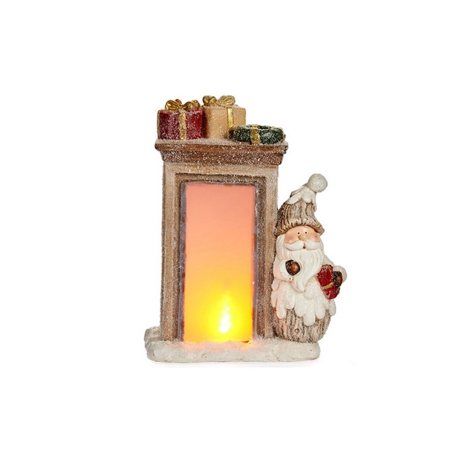 Dekorativ figur Julemanden LED Lys 20 x 45 x 32 cm Keramik Brun Hvid #1