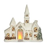 Dekorativ figur Jul LED Lys Hus 11 x 47,5 x 49 cm Hvid Polyesterharpisk #1