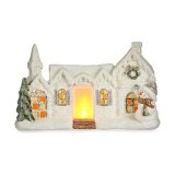 Dekorativ figur Jul LED Lys Hus Hvid Polyesterharpisk 13 x 26,5 x 43 cm #1