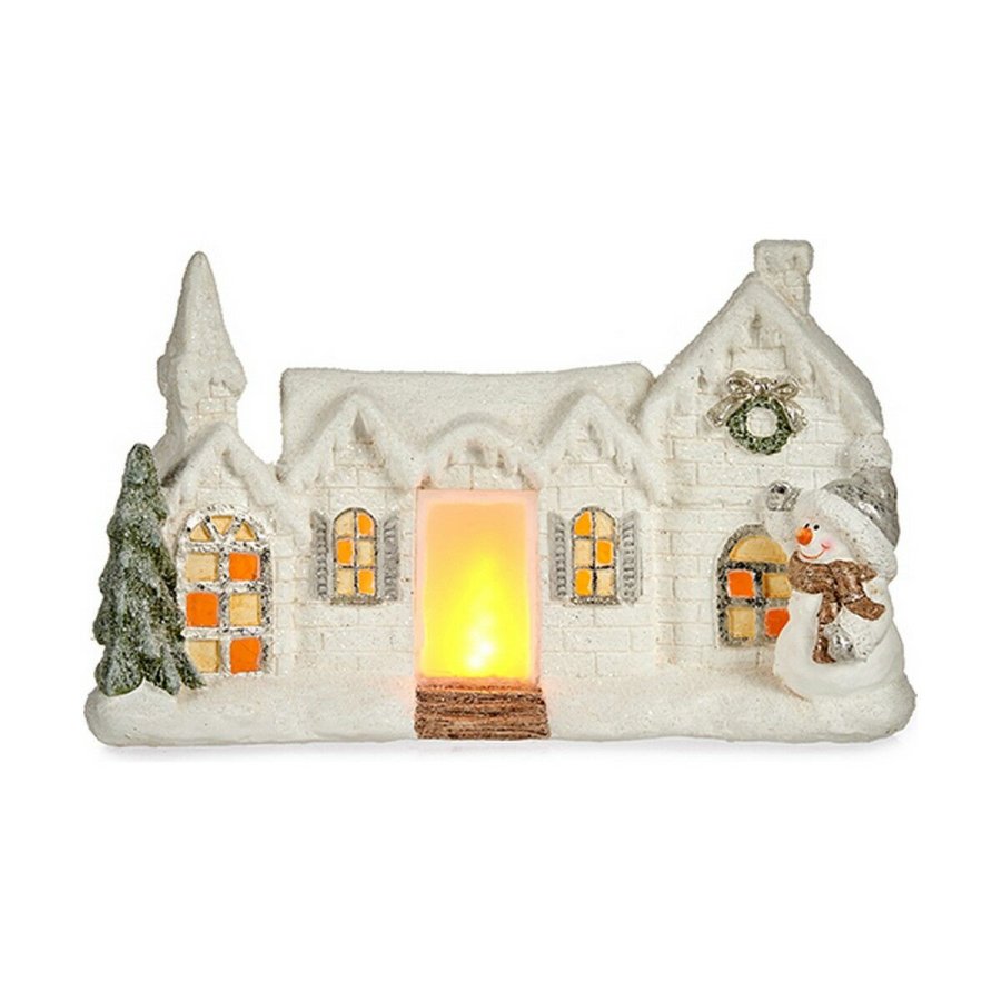 Dekorativ figur Jul LED Lys Hus Hvid Polyesterharpisk 13 x 26,5 x 43 cm #1