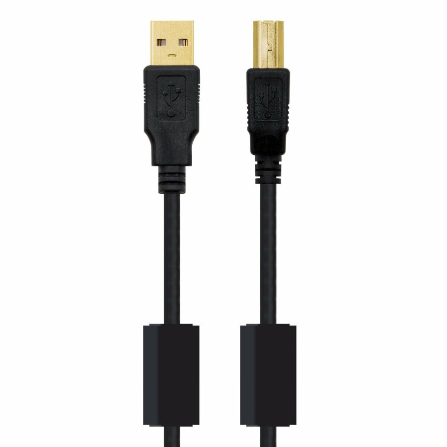 USB 2.0 A til USB B-kabel NANOCABLE 10.01.1202 Sort 2 m #2