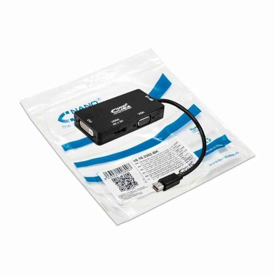 Mini DisplayPort til VGA/DVI/HDMI-adapter 3 en 1 NANOCABLE 10.16.3302-BK Sort #2