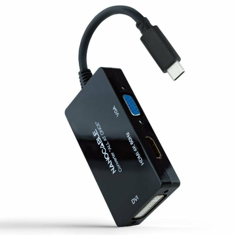 USB-C til VGA/HDMI/DVI-adapter NANOCABLE 10.16.4301-ALL 20 cm Sort #1
