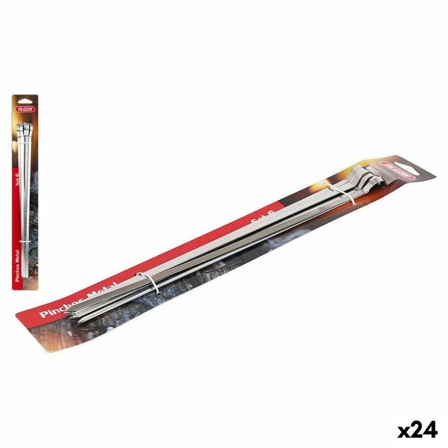 St med grillspyd Algon Metal 6 Dele (24 enheder) (33 cm x 6 mm) #1