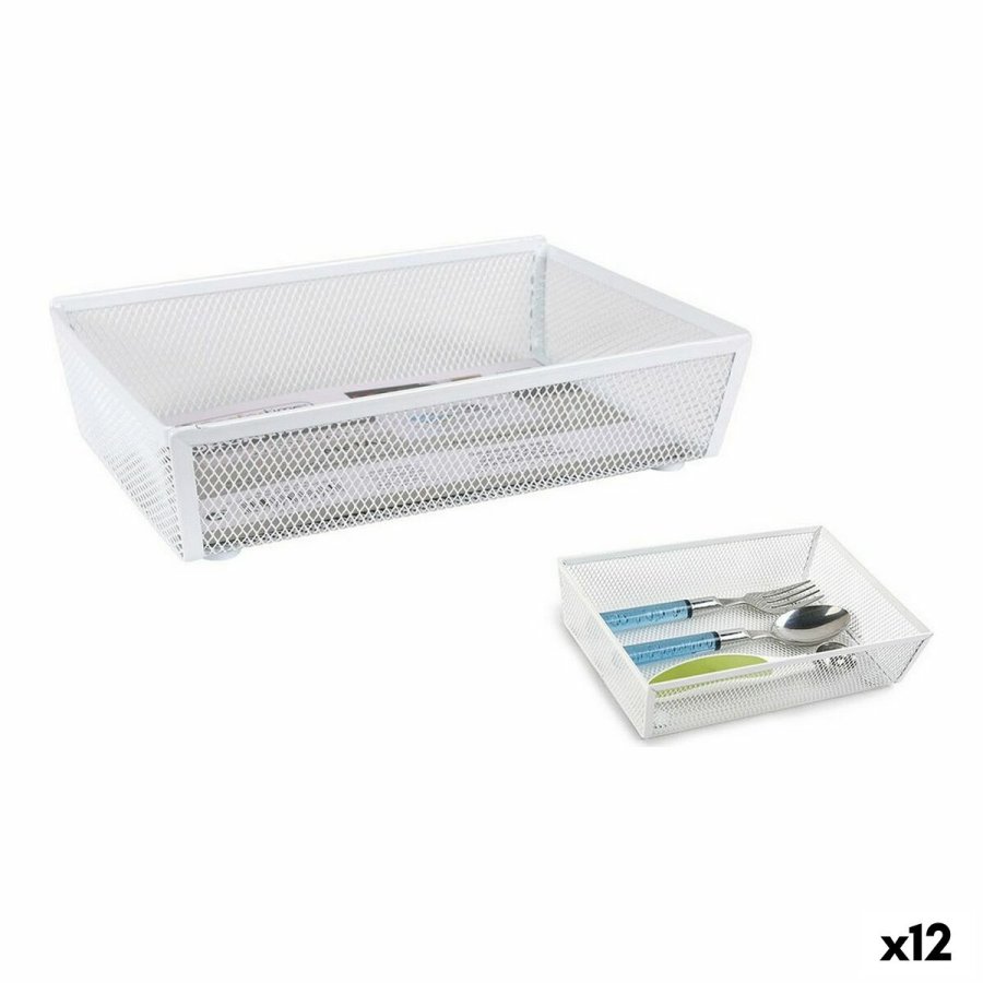 Bestikholder Confortime Metal Hvid 21,8 x 15,24 x 5,2 cm (12 enheder) #1