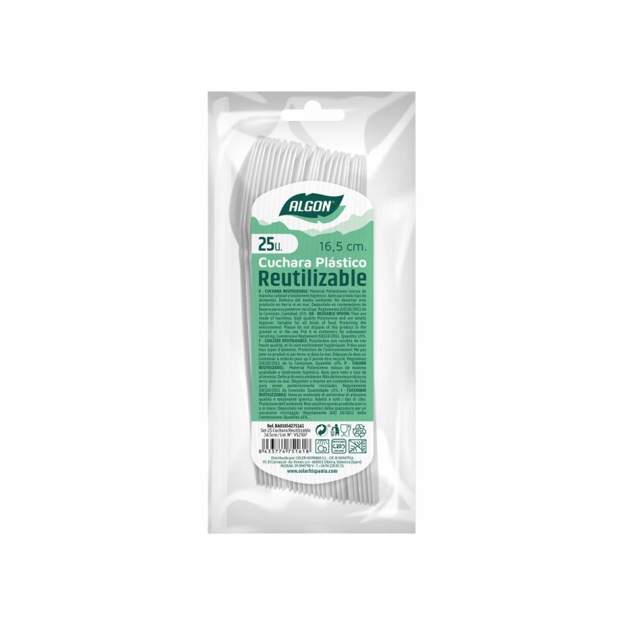 St med skeer Algon Genanvendelig Hvid 36 Enheder 16,5 cm #4
