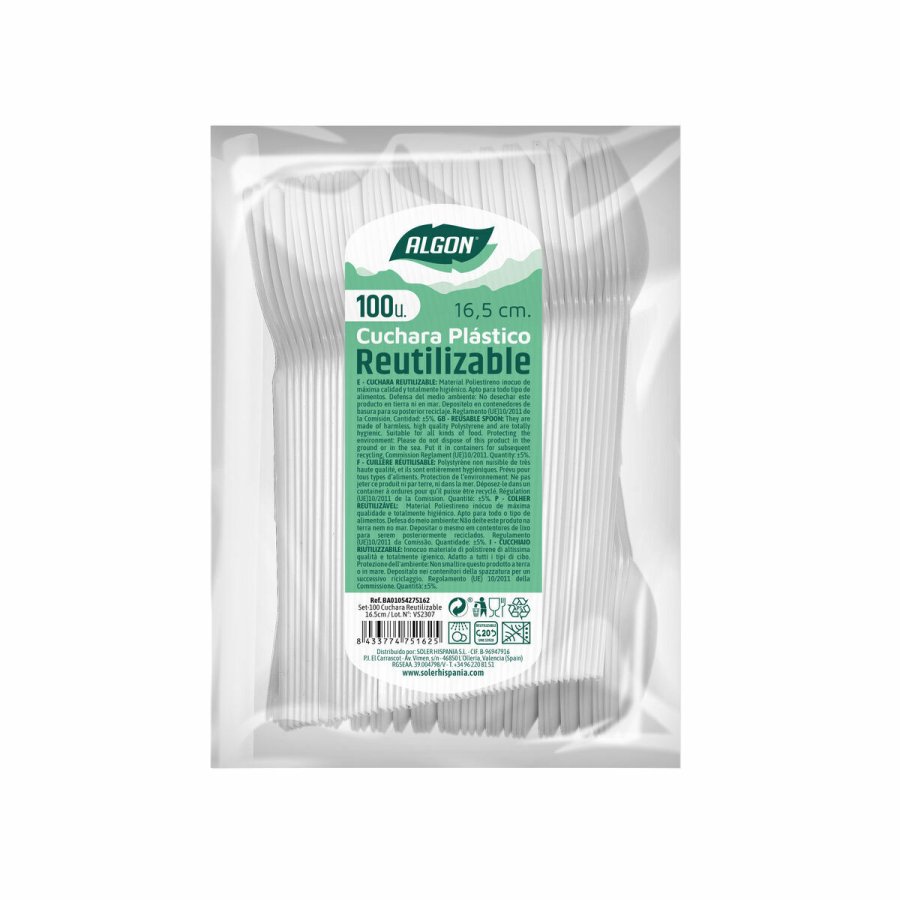 St med skeer Algon Genanvendelig Hvid 20 enheder 16,5 cm #4