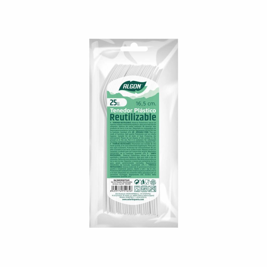 St med Gafler Algon Genanvendelig Hvid 36 Enheder 16,5 cm #4