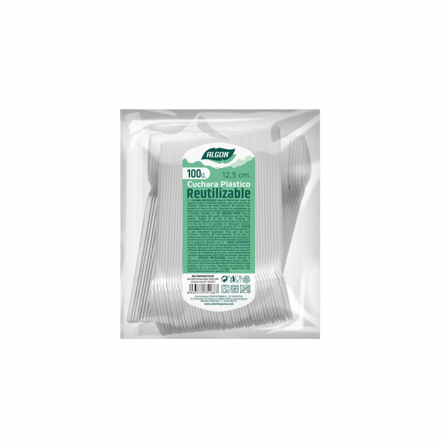 St med skeer Algon Genanvendelig Hvid 20 enheder 12,5 cm #7