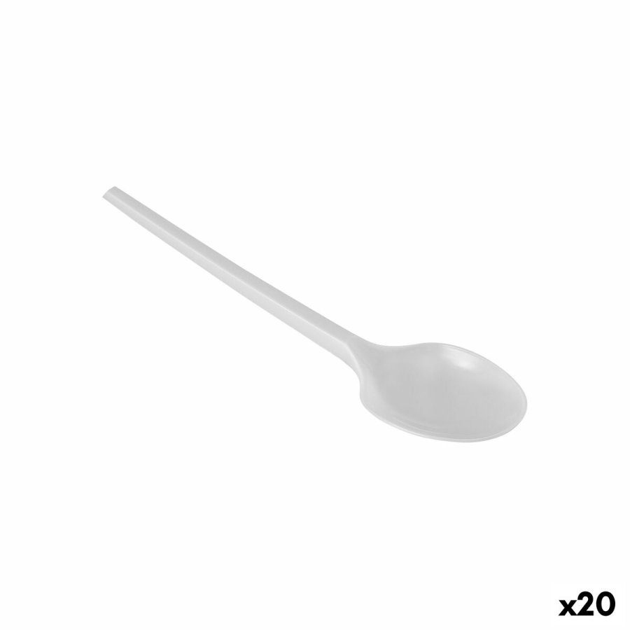 St med skeer Algon Genanvendelig Hvid 20 enheder 12,5 cm #1