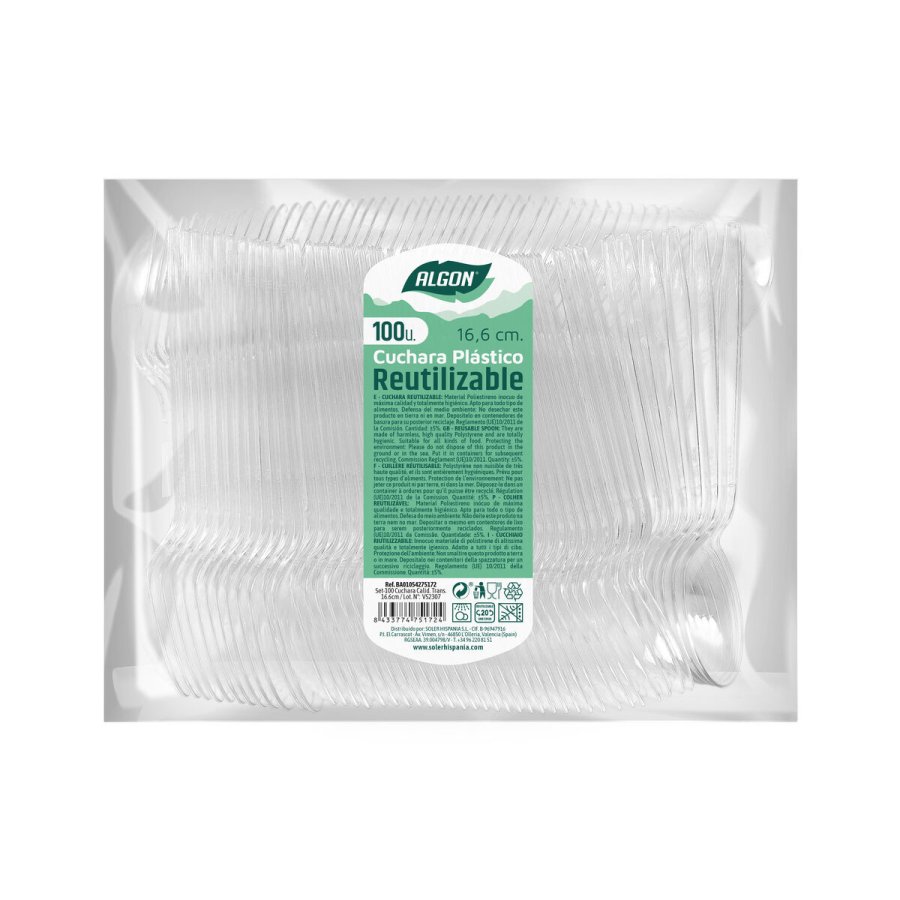 St med skeer Algon Gennemsigtig Genanvendelig 16,6 cm 100 enheder #4