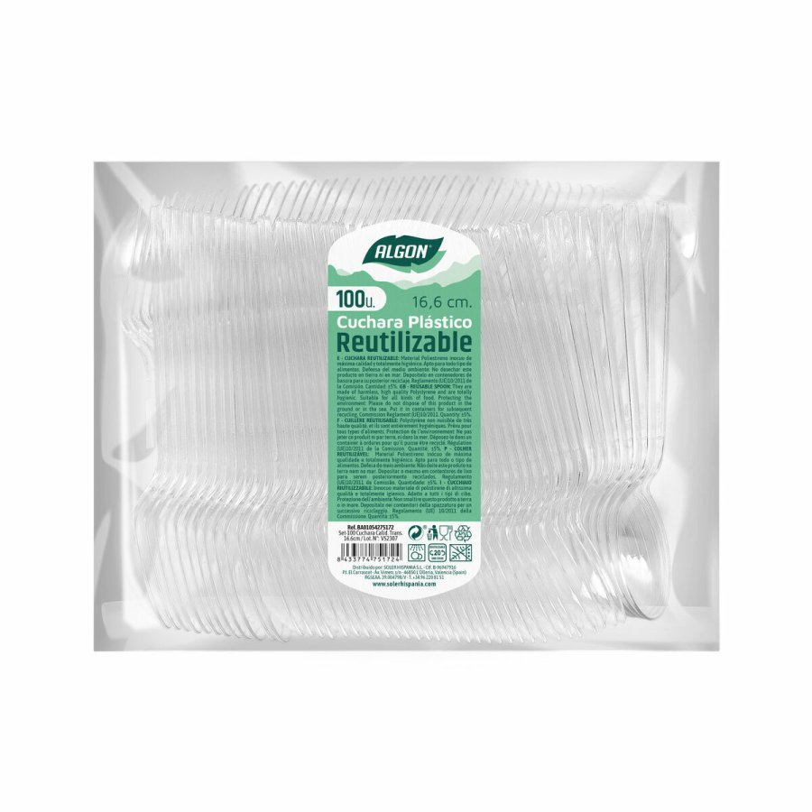 St med skeer Algon Genanvendelig Gennemsigtig 10 enheder 16,6 cm #4