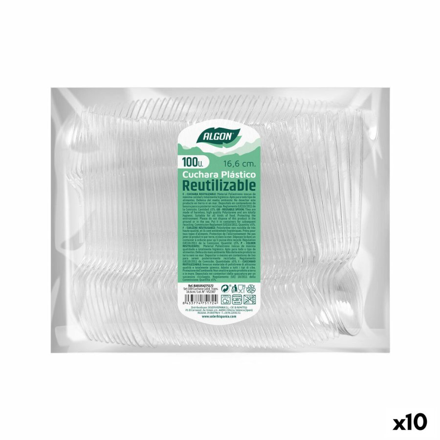 St med skeer Algon Genanvendelig Gennemsigtig 10 enheder 16,6 cm #1