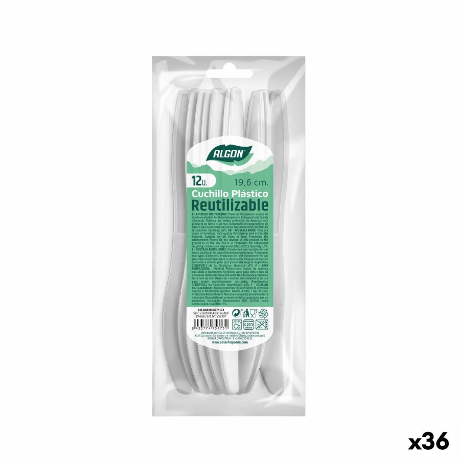 Knivst Algon Genanvendelig Hvid 36 Enheder 19,6 cm #1
